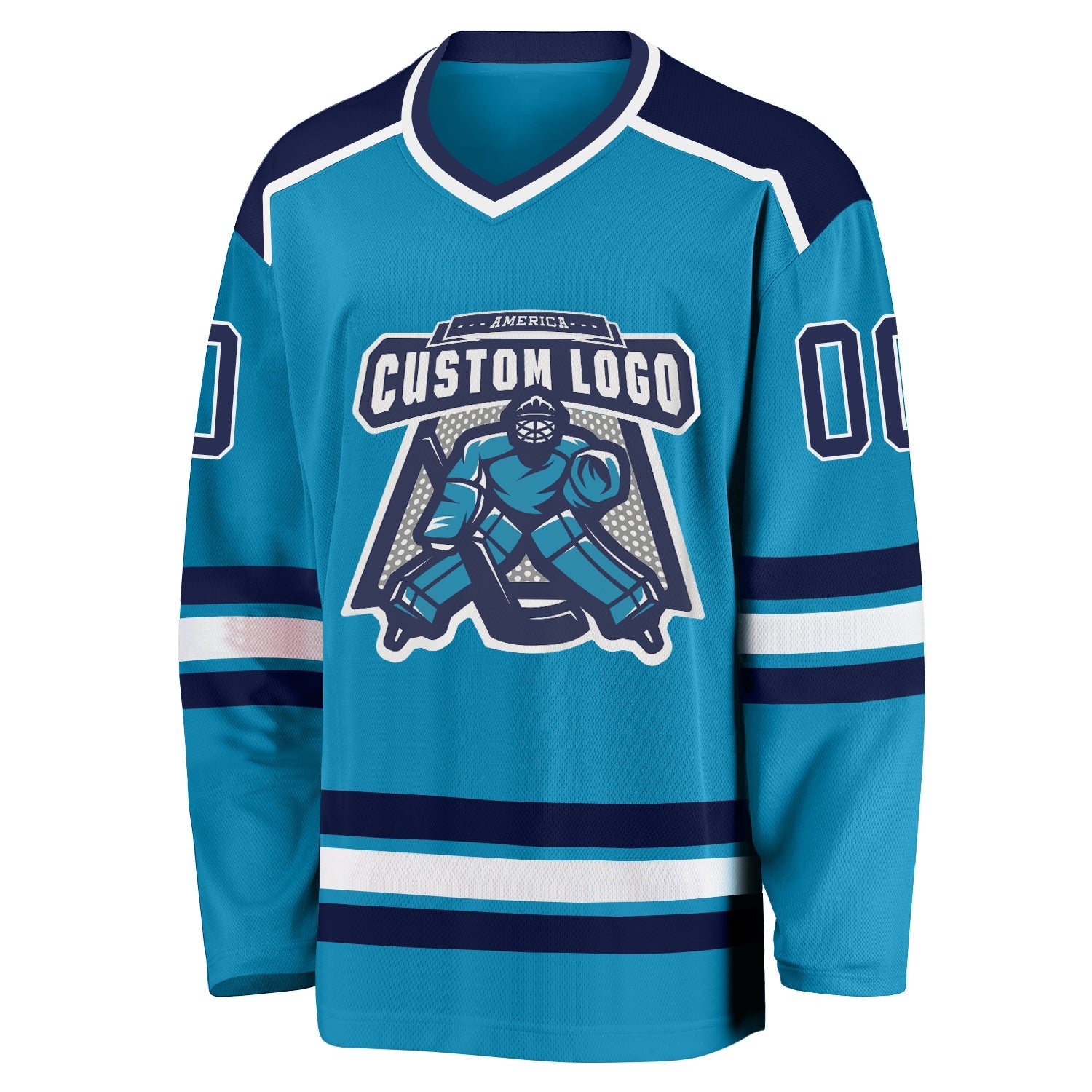 Custom Panther Blue Navy-White Hockey Jersey - Sky-Custom
