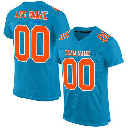 Custom Panther Blue Orange-White Mesh Authentic Football Jersey - Sky-Custom