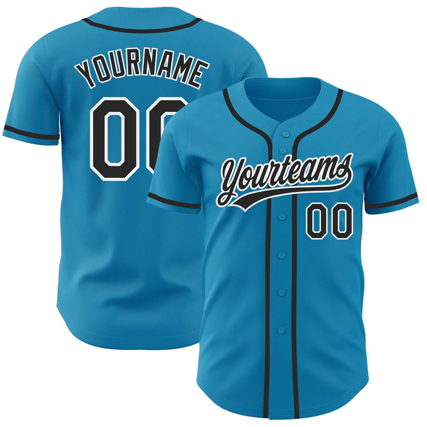 Custom Panther Blue Black-White Authentic Baseball Jersey - Sky-Custom