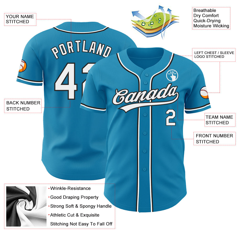 Custom Panther Blue White-Black Authentic Baseball Jersey - Sky-Custom