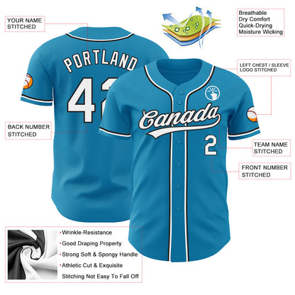 Custom Panther Blue White-Black Authentic Baseball Jersey - Sky-Custom