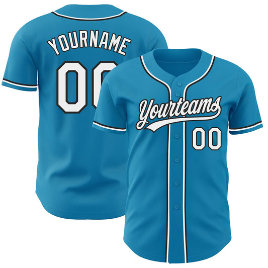 Custom Panther Blue White-Black Authentic Baseball Jersey - Sky-Custom