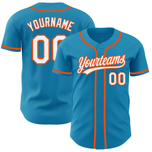 Custom Panther Blue White-Orange Authentic Baseball Jersey - Sky-Custom