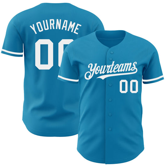 Custom Panther Blue White Authentic Baseball Jersey - Sky-Custom