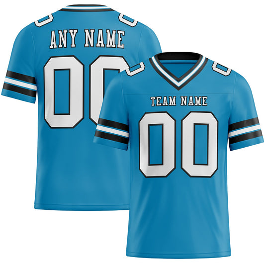 Custom Panther Blue White-Black Mesh Authentic Football Jersey - Sky-Custom