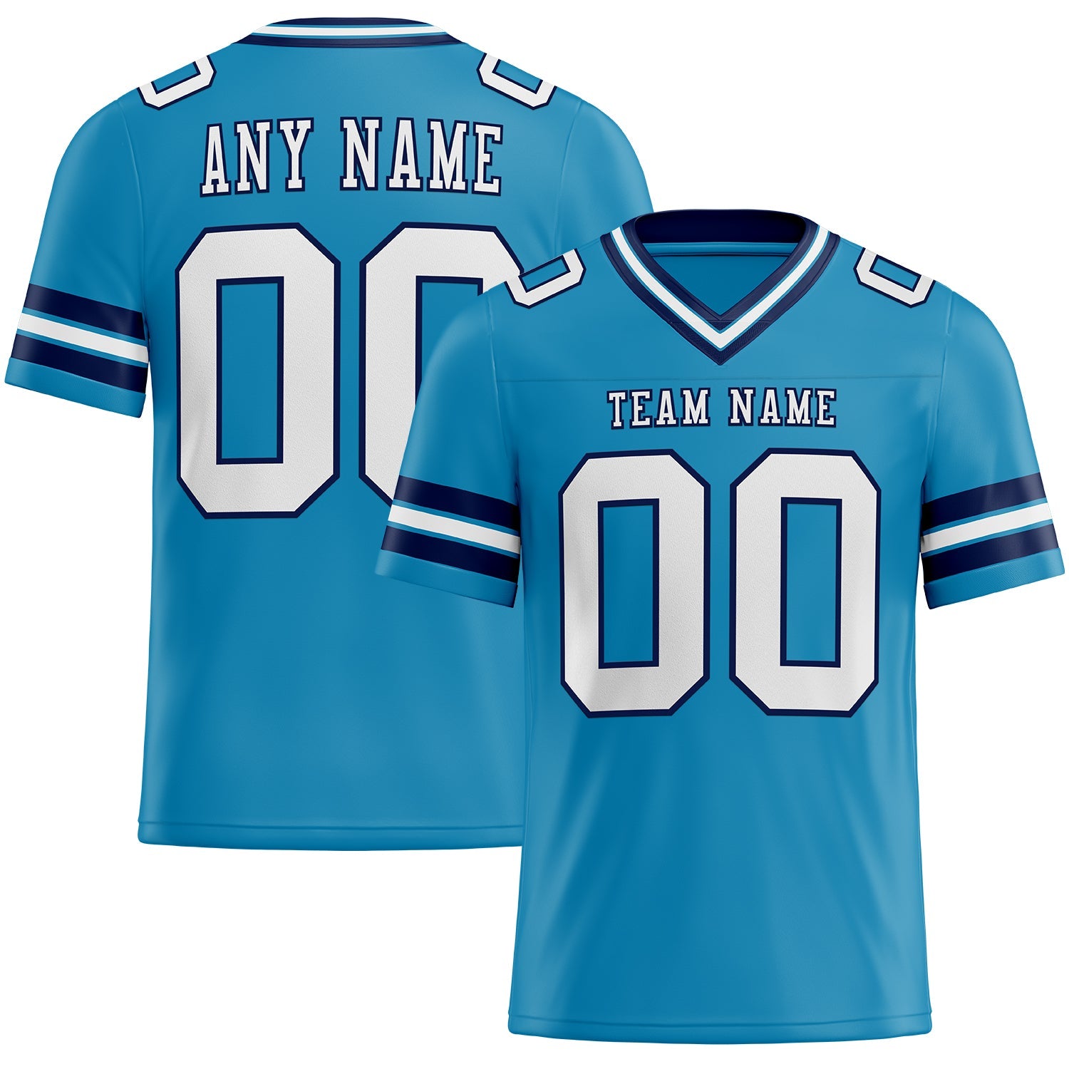 Custom Panther Blue White-Navy Mesh Authentic Football Jersey - Sky-Custom