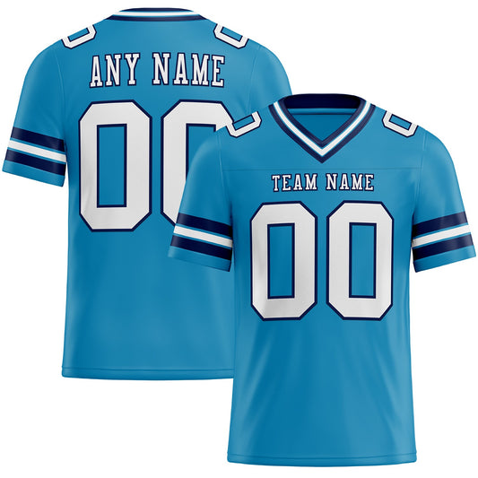 Custom Panther Blue White-Navy Mesh Authentic Football Jersey - Sky-Custom