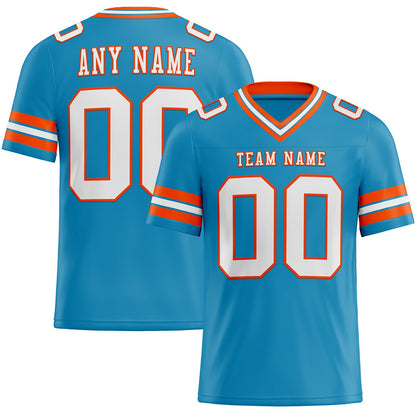Custom Panther Blue White-Orange Mesh Authentic Football Jersey - Sky-Custom