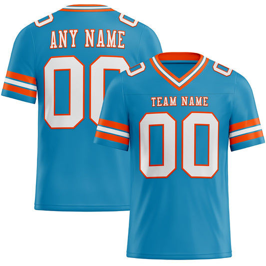 Custom Panther Blue White-Orange Mesh Authentic Football Jersey - Sky-Custom