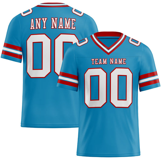 Custom Panther Blue White-Red Mesh Authentic Football Jersey - Sky-Custom