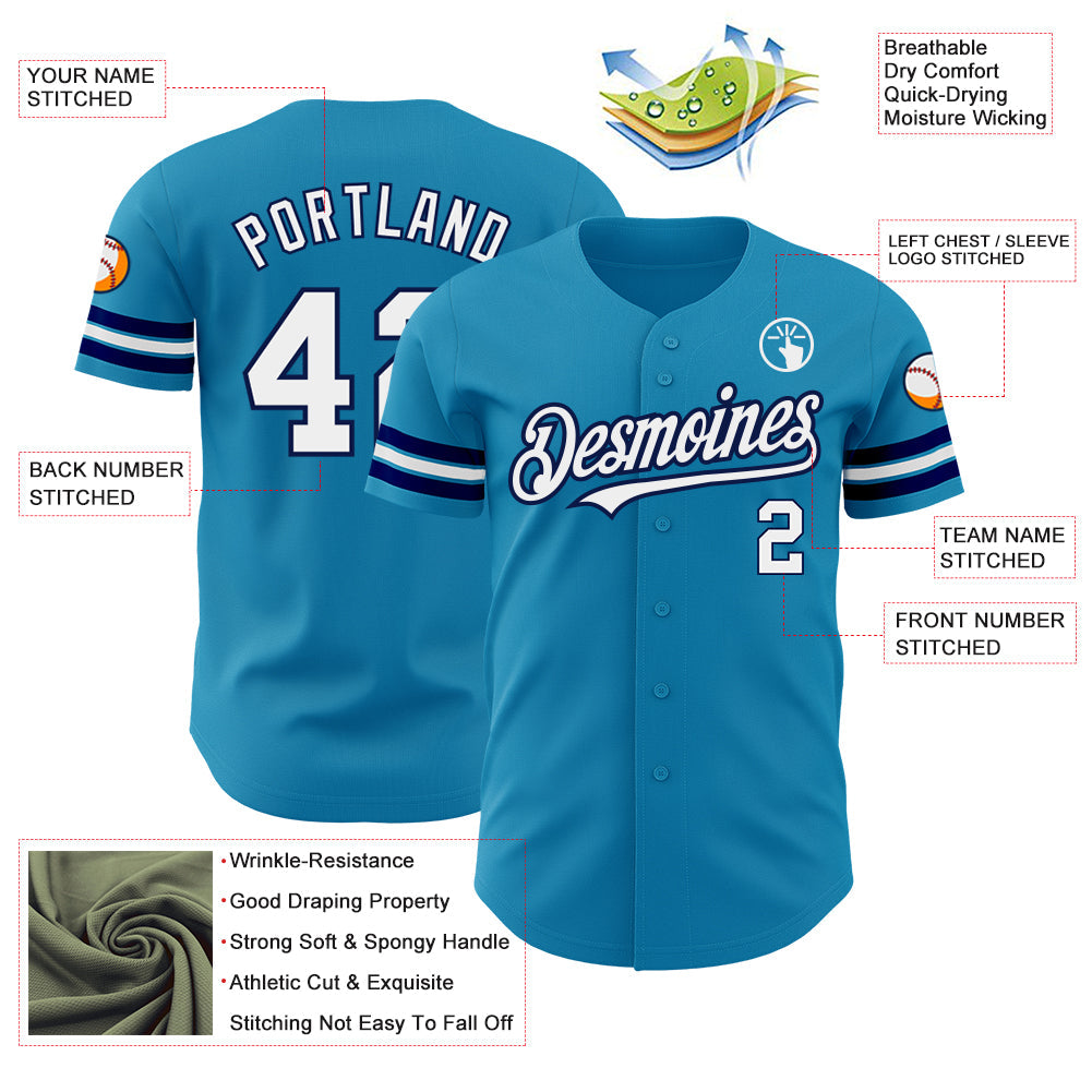 Custom Panther Blue White-Navy Authentic Baseball Jersey - Sky-Custom