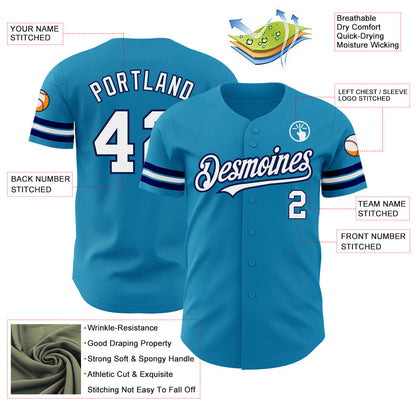 Custom Panther Blue White-Navy Authentic Baseball Jersey - Sky-Custom