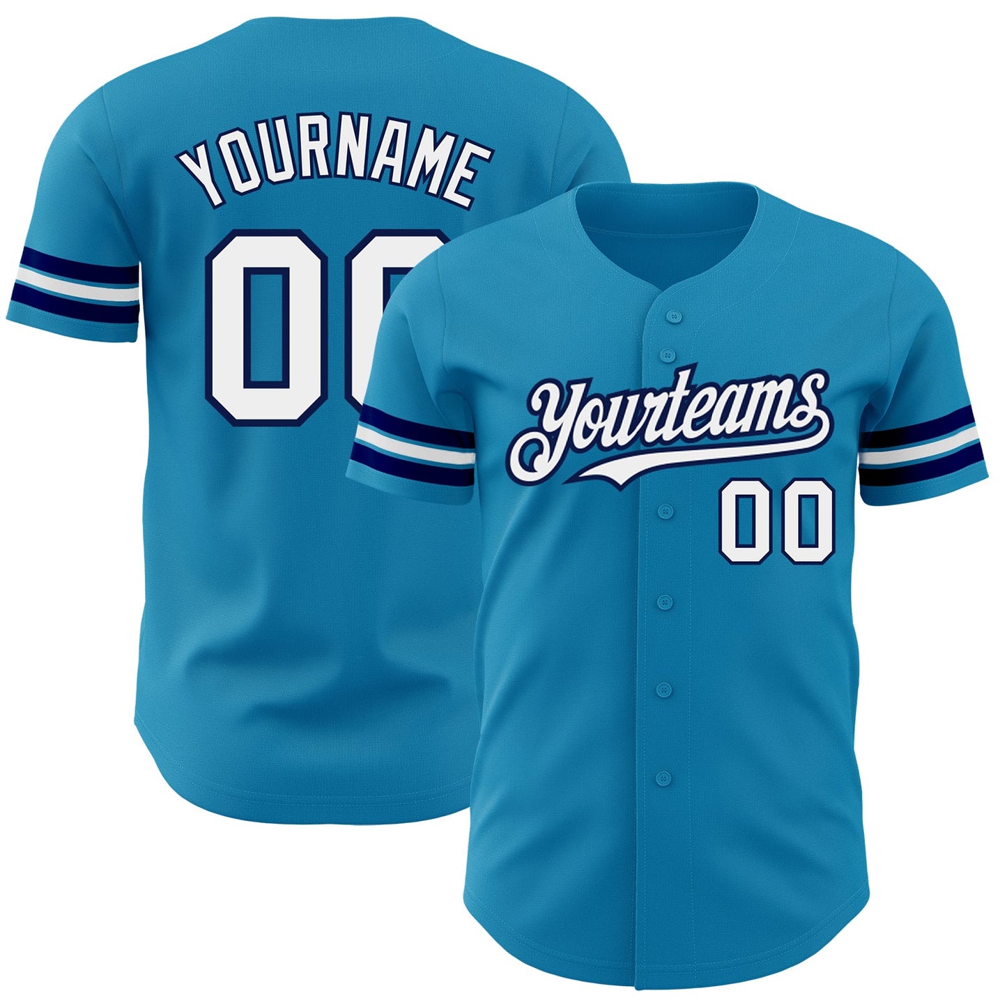 Custom Panther Blue White-Navy Authentic Baseball Jersey - Sky-Custom