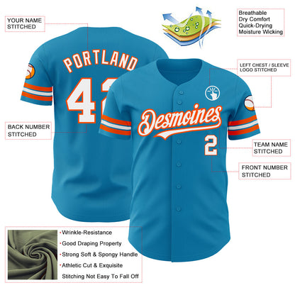 Custom Panther Blue White-Orange Authentic Baseball Jersey - Sky-Custom