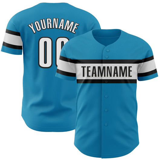 Custom Panther Blue White-Black Authentic Baseball Jersey - Sky-Custom