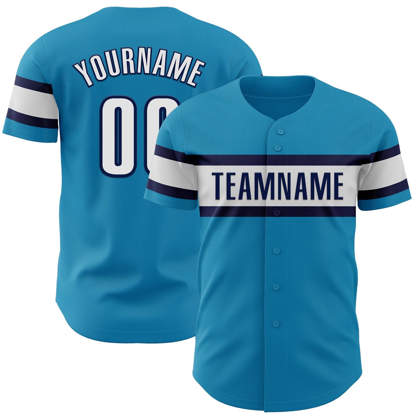 Custom Panther Blue White-Navy Authentic Baseball Jersey - Sky-Custom
