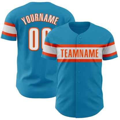 Custom Panther Blue White-Orange Authentic Baseball Jersey - Sky-Custom