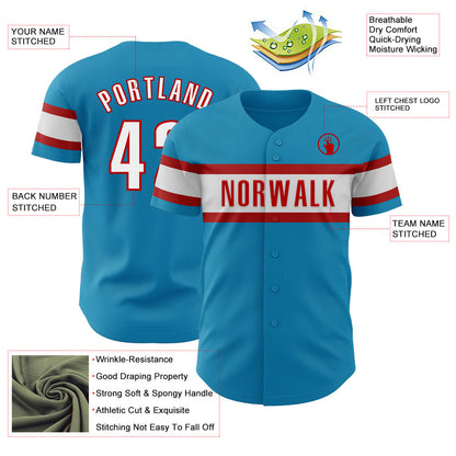 Custom Panther Blue White-Red Authentic Baseball Jersey - Sky-Custom