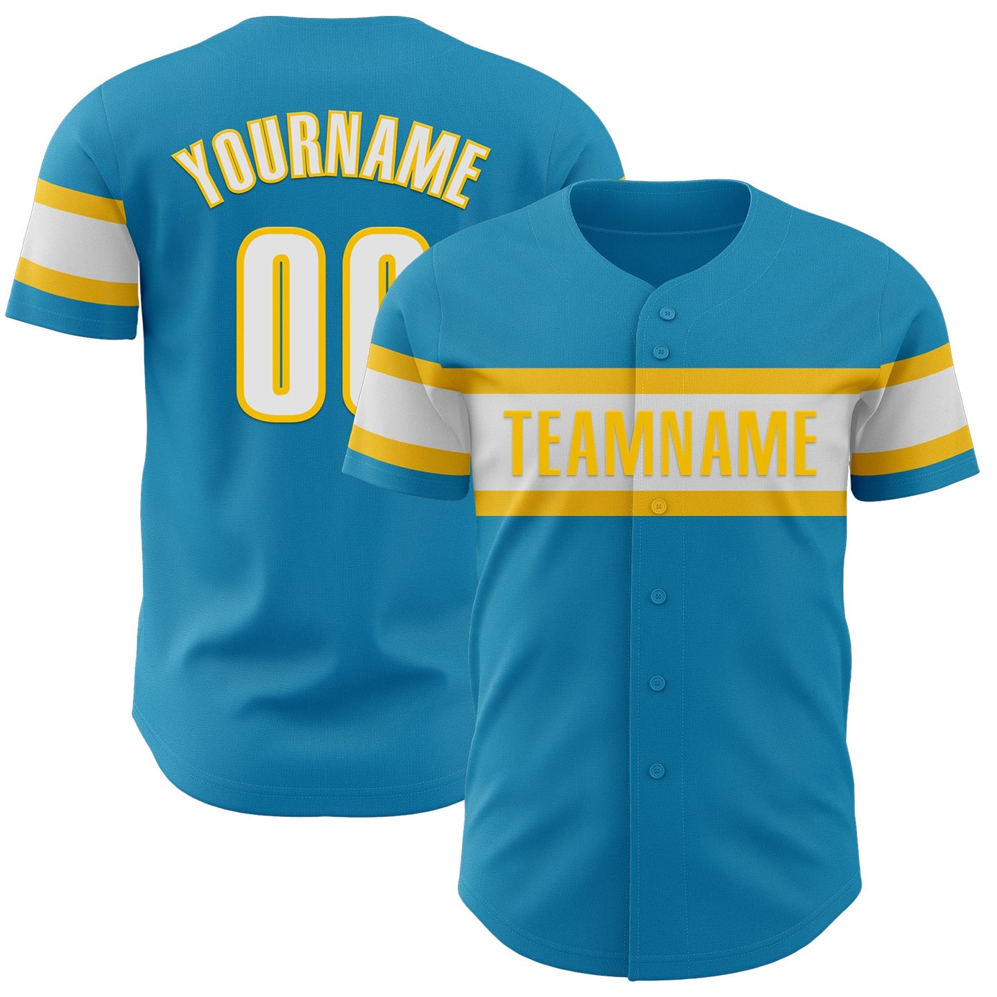 Custom Panther Blue White-Yellow Authentic Baseball Jersey - Sky-Custom