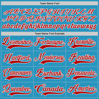 Custom Panther Blue Red-White Hockey Lace Neck Jersey - Sky-Custom