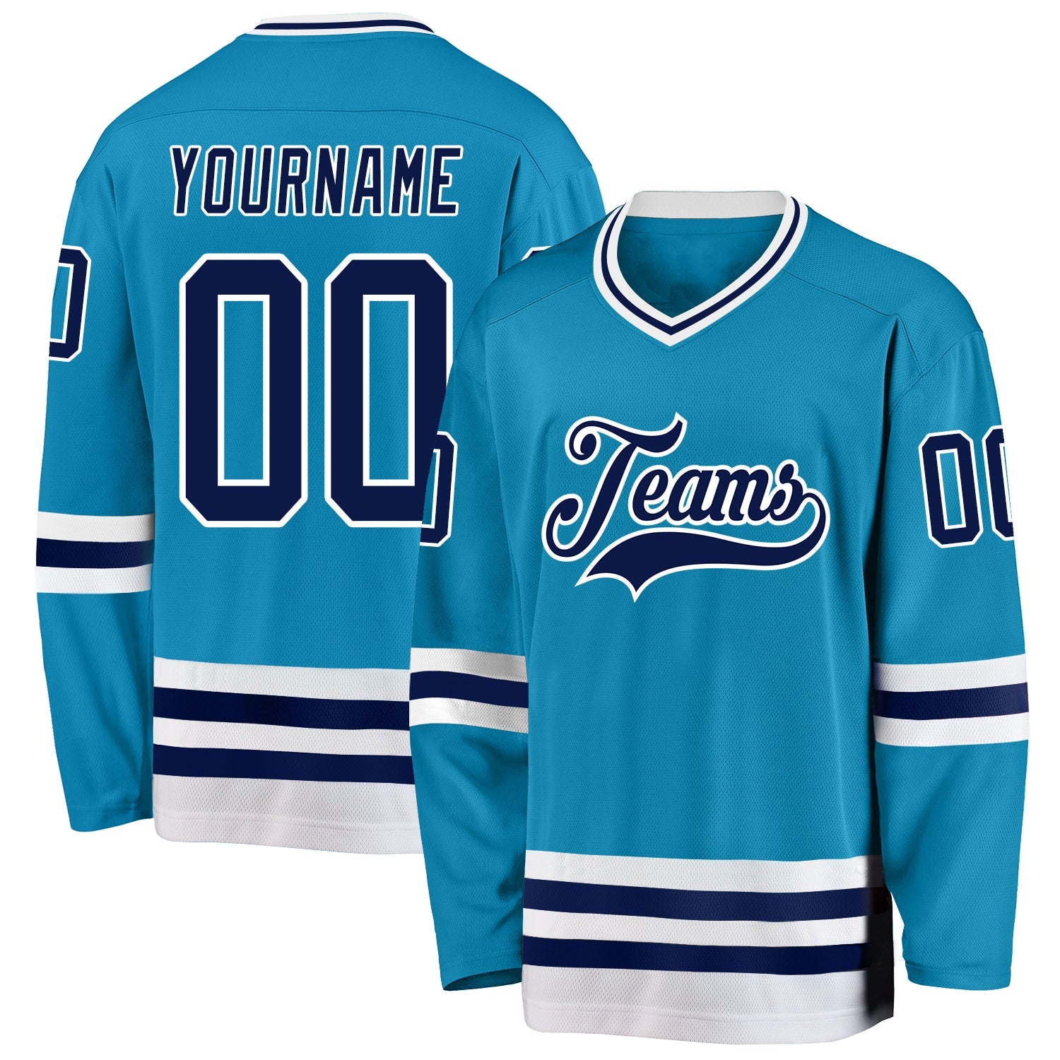 Custom Panther Blue Navy-White Hockey Jersey - Sky-Custom