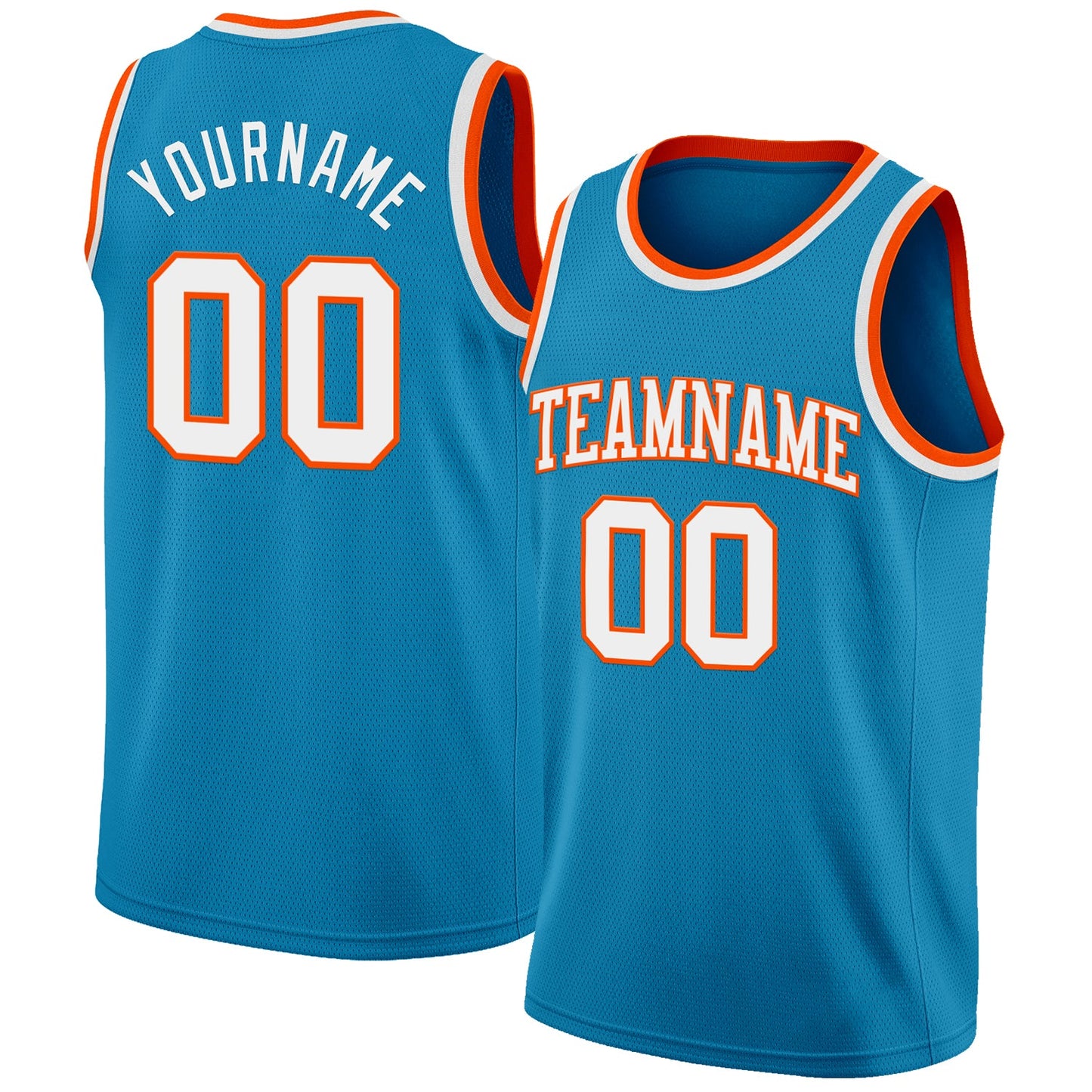 Custom Panther Blue White-Orange Authentic Basketball Jersey - Sky-Custom