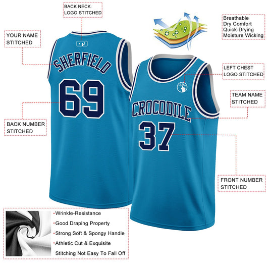 Custom Panther Blue Navy-White Authentic Basketball Jersey - Sky-Custom