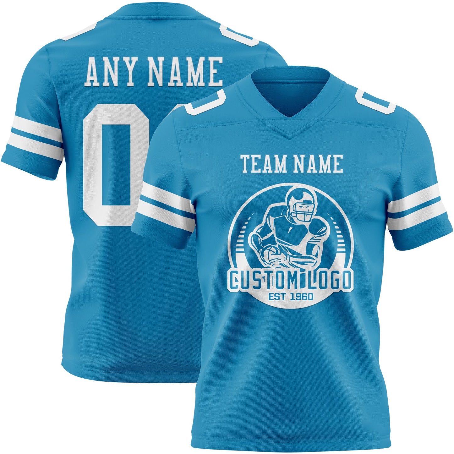 Custom Panther Blue White Mesh Authentic Football Jersey - Sky-Custom