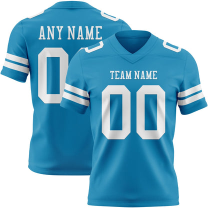 Custom Panther Blue White Mesh Authentic Football Jersey - Sky-Custom