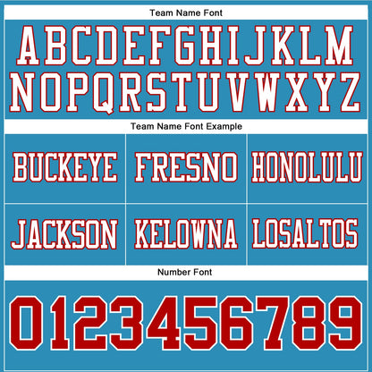 Custom Panther Blue Red-White Mesh Authentic Football Jersey - Sky-Custom