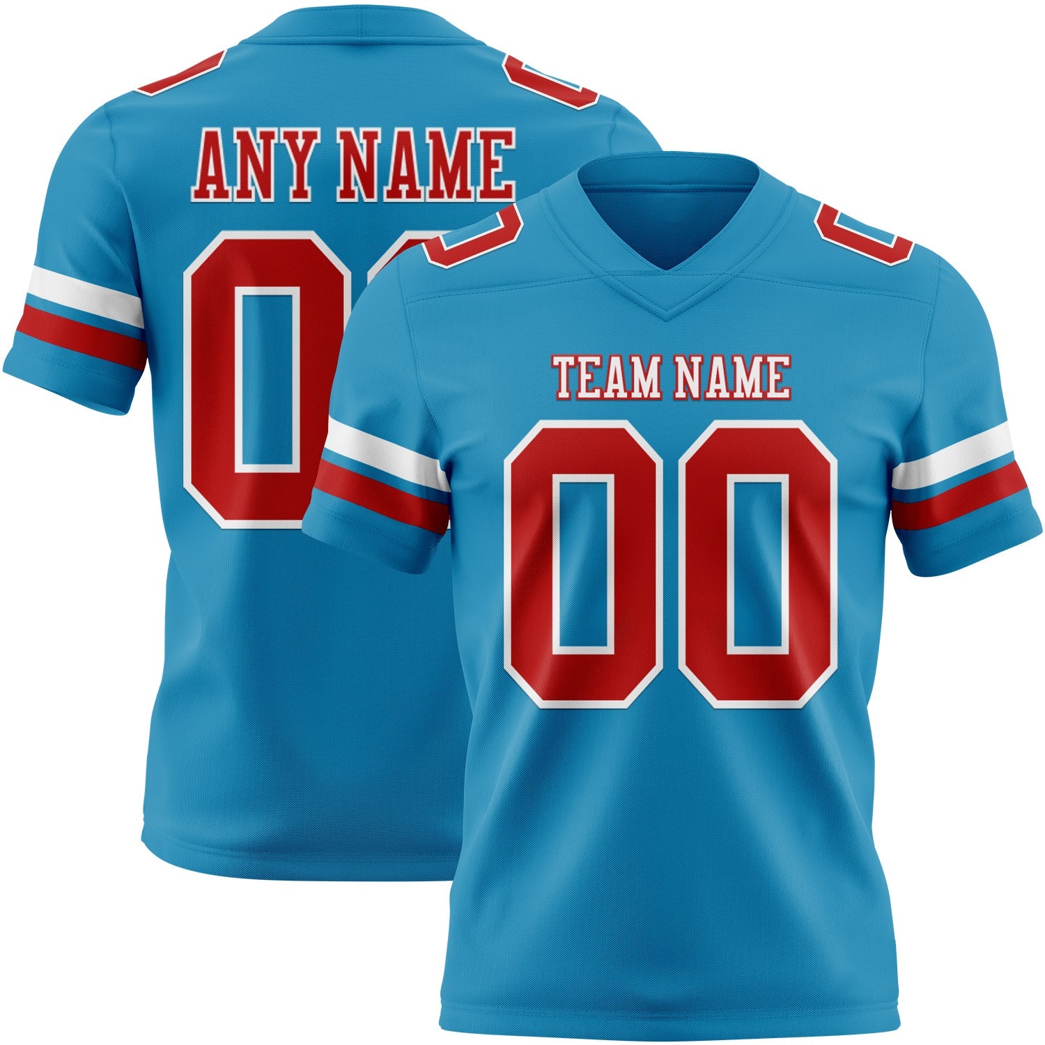 Custom Panther Blue Red-White Mesh Authentic Football Jersey - Sky-Custom
