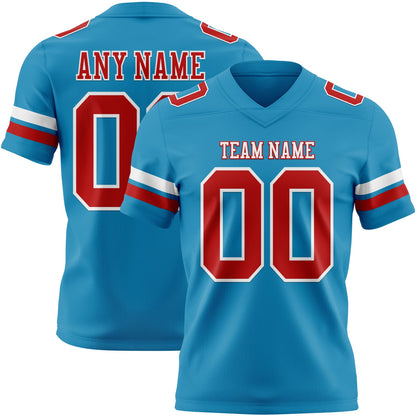 Custom Panther Blue Red-White Mesh Authentic Football Jersey - Sky-Custom