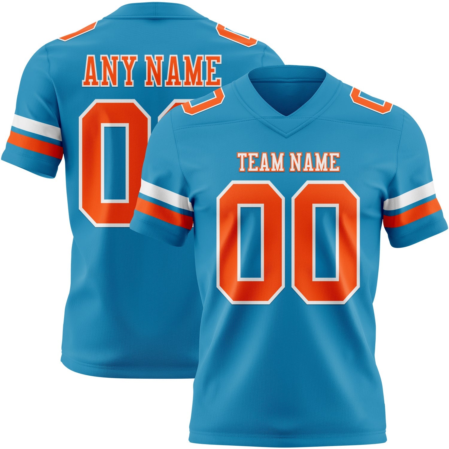Custom Panther Blue Orange-White Mesh Authentic Football Jersey - Sky-Custom