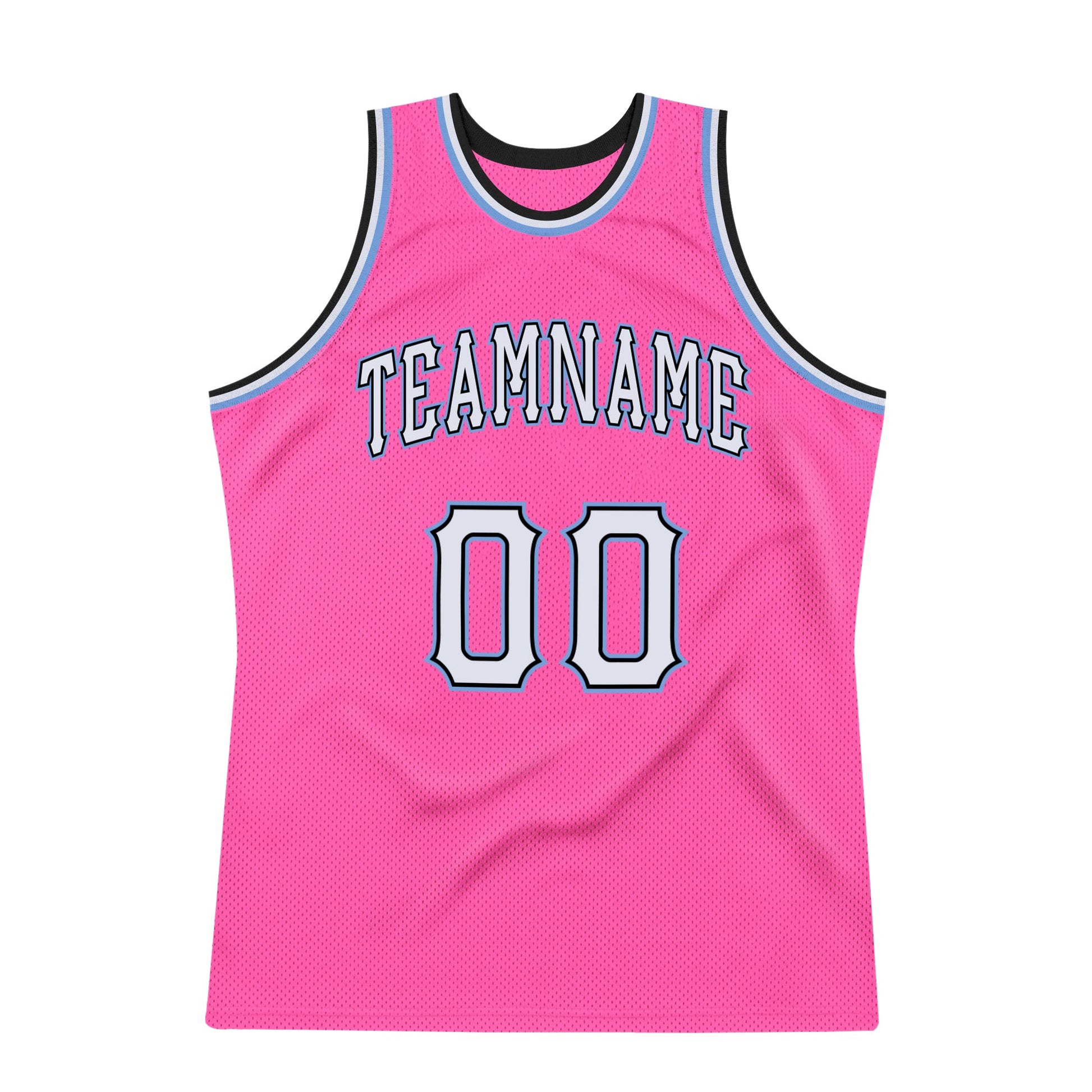Custom Pink White-Light Blue Authentic Throwback Basketball Jersey - Sky-Custom
