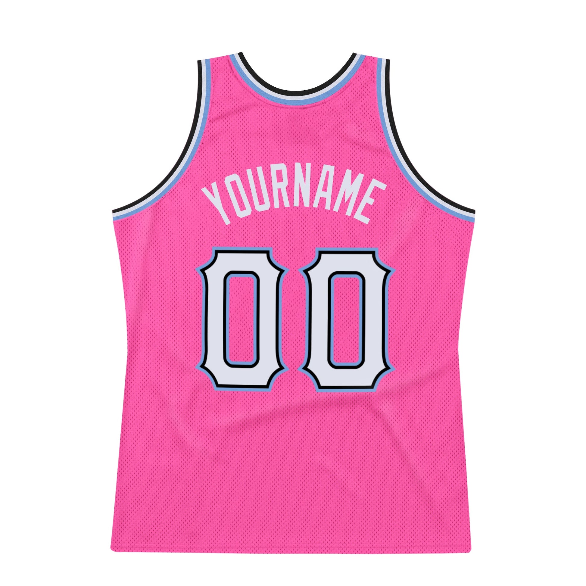 Custom Pink White-Light Blue Authentic Throwback Basketball Jersey - Sky-Custom