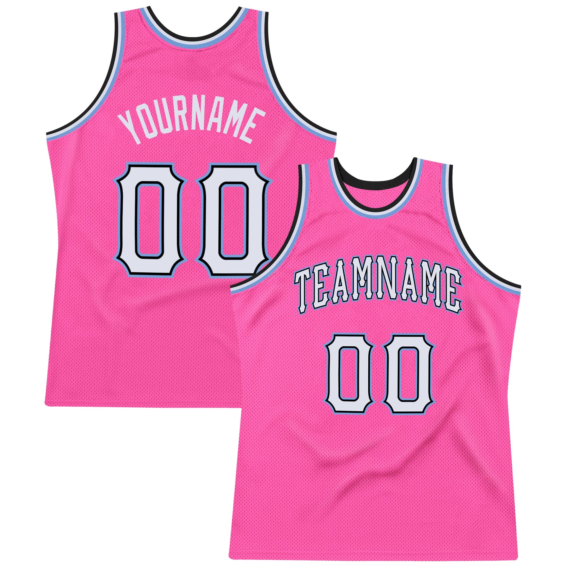 Custom Pink White-Light Blue Authentic Throwback Basketball Jersey - Sky-Custom