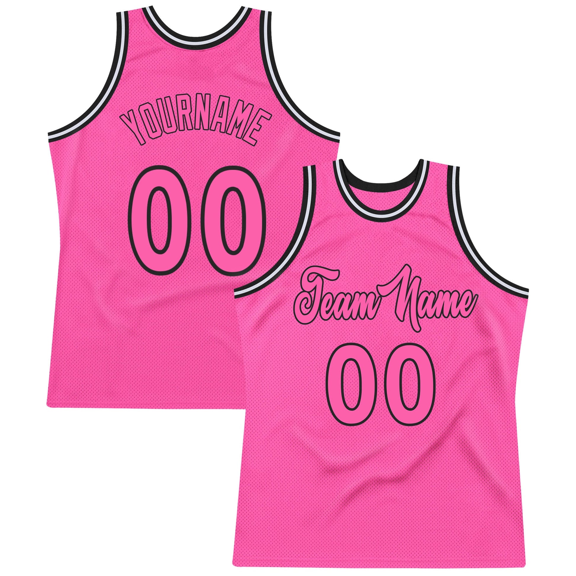 Custom Pink Pink-Black Authentic Throwback Basketball Jersey - Sky-Custom