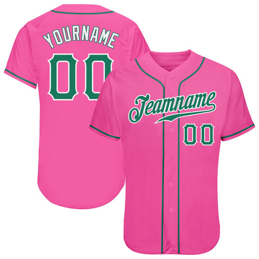Custom Pink Kelly Green-White Authentic Baseball Jersey - Sky-Custom
