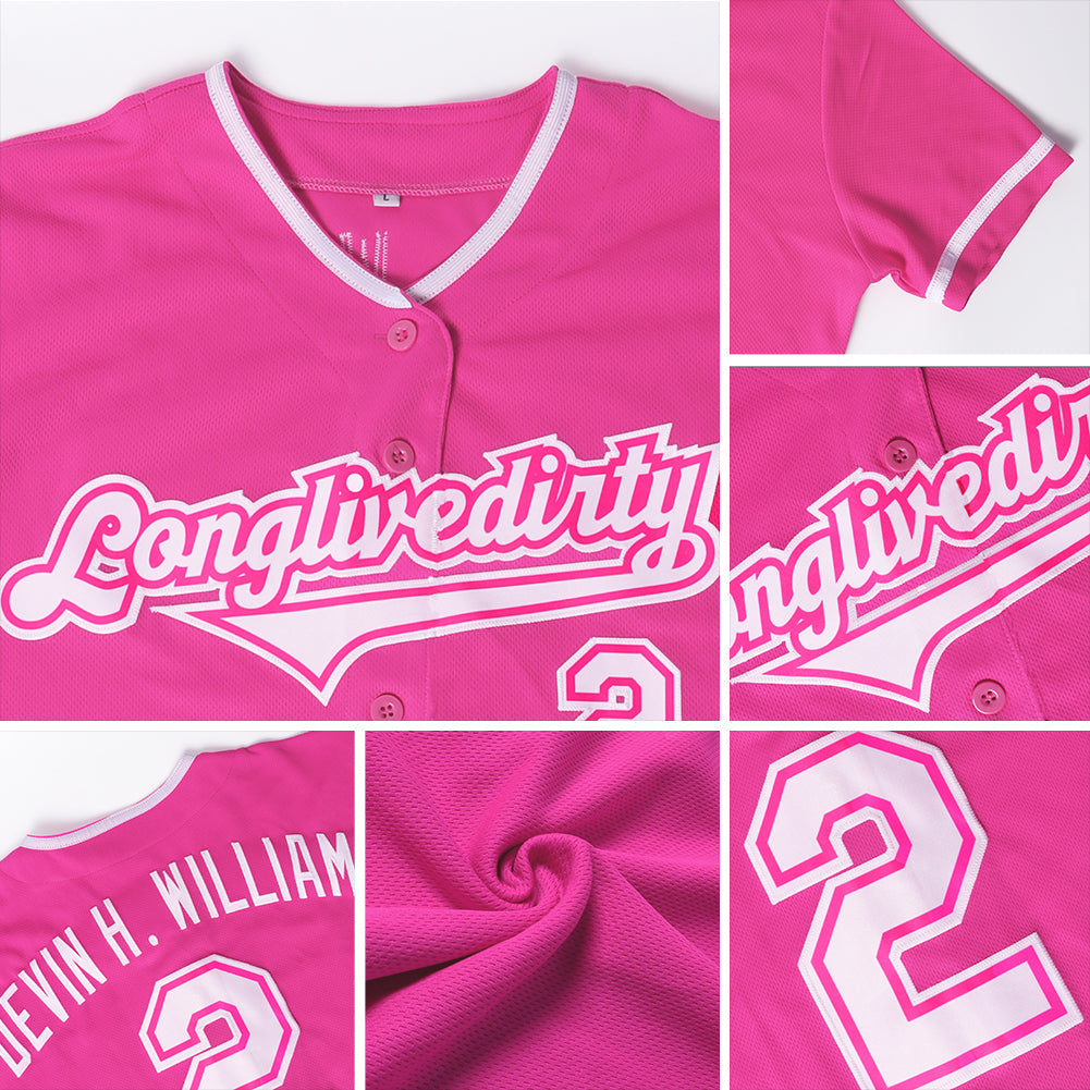 Custom Pink White-Kelly Green Authentic Baseball Jersey - Sky-Custom