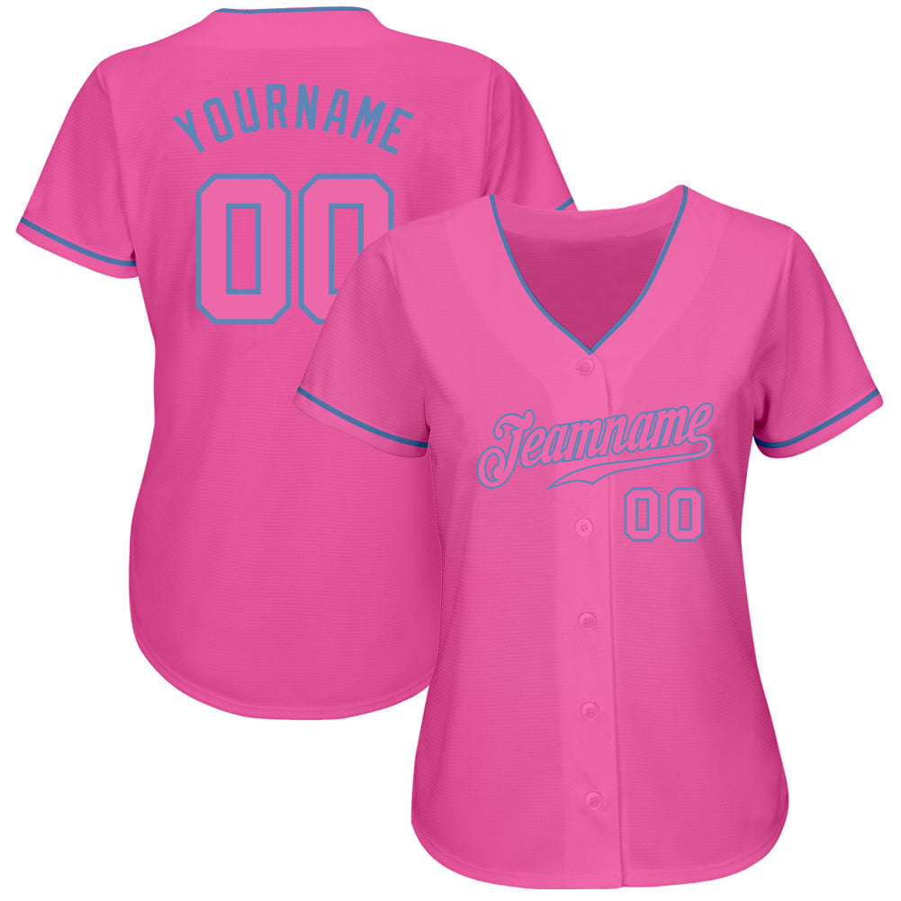 Custom Pink Pink-Light Blue Authentic Baseball Jersey - Sky-Custom