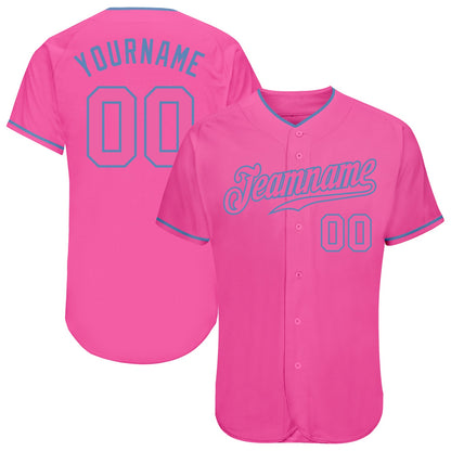 Custom Pink Pink-Light Blue Authentic Baseball Jersey - Sky-Custom