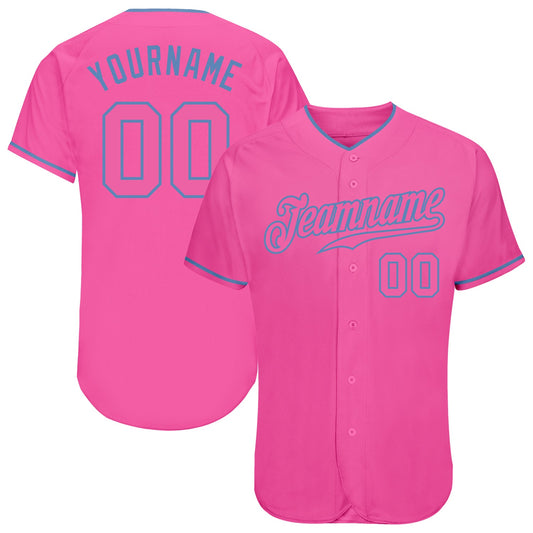 Custom Pink Pink-Light Blue Authentic Baseball Jersey - Sky-Custom