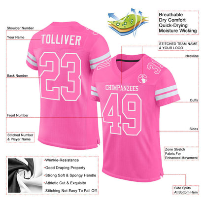 Custom Pink Pink-White Mesh Authentic Football Jersey - Sky-Custom