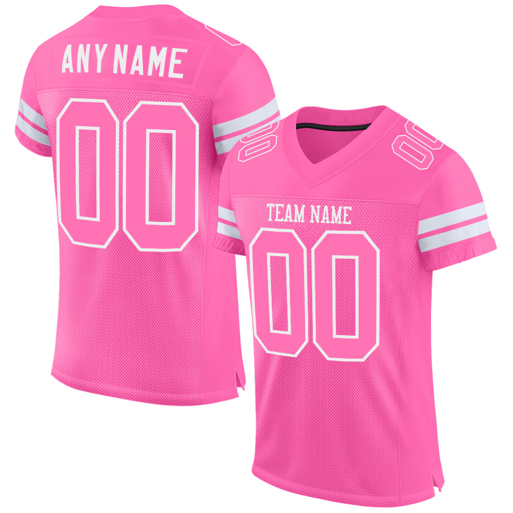 Custom Pink Pink-White Mesh Authentic Football Jersey - Sky-Custom
