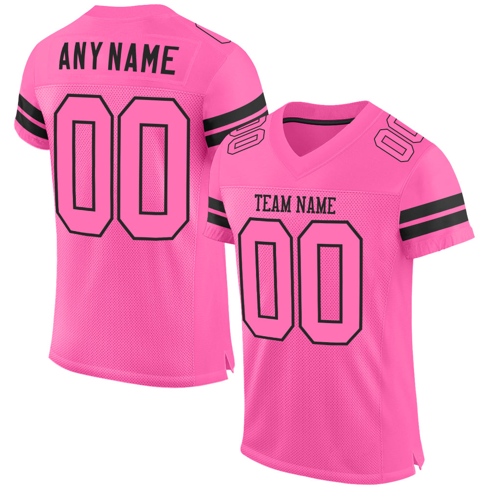 Custom Pink Pink-Black Mesh Authentic Football Jersey - Sky-Custom