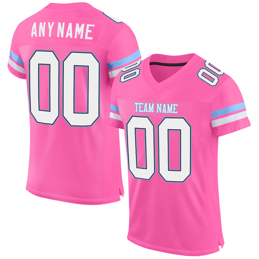 Custom Pink White-Light Blue Mesh Authentic Football Jersey - Sky-Custom