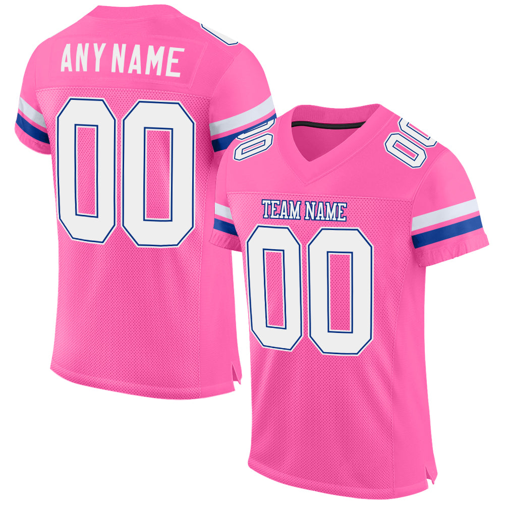 Custom Pink White-Royal Mesh Authentic Football Jersey - Sky-Custom