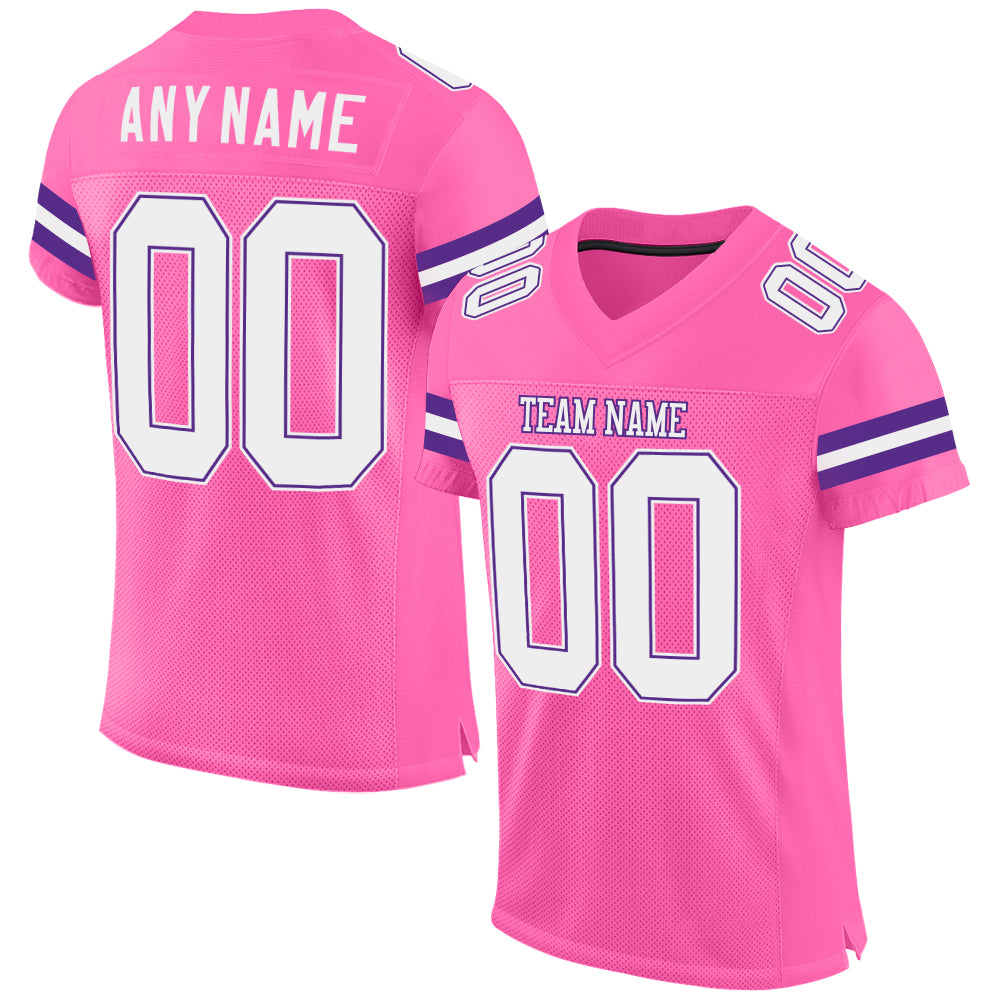 Custom Pink White-Purple Mesh Authentic Football Jersey - Sky-Custom