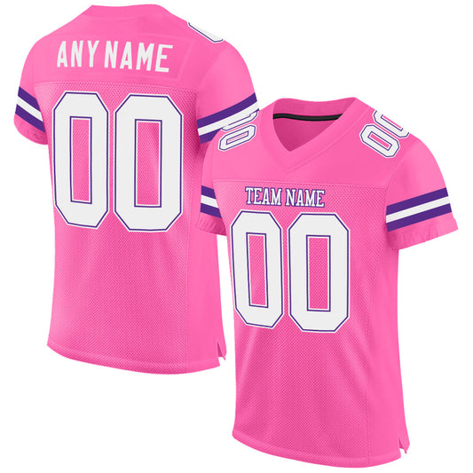 Custom Pink White-Purple Mesh Authentic Football Jersey - Sky-Custom