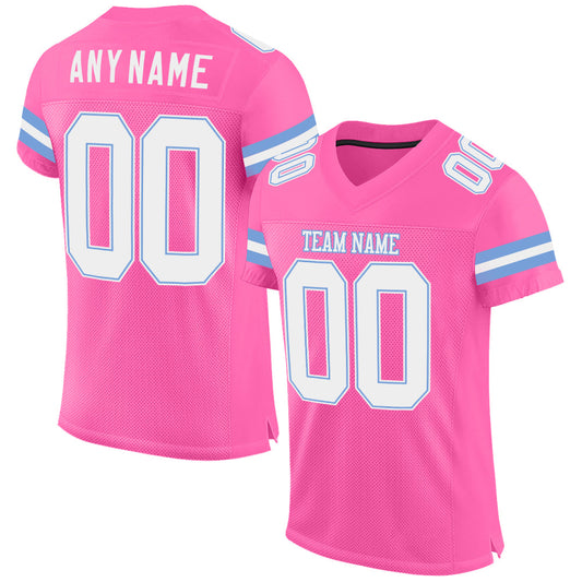 Custom Pink White-Light Blue Mesh Authentic Football Jersey - Sky-Custom